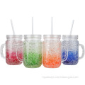 Reusable Double Wall Gel Freezer Mason Jars with Lids and Straws